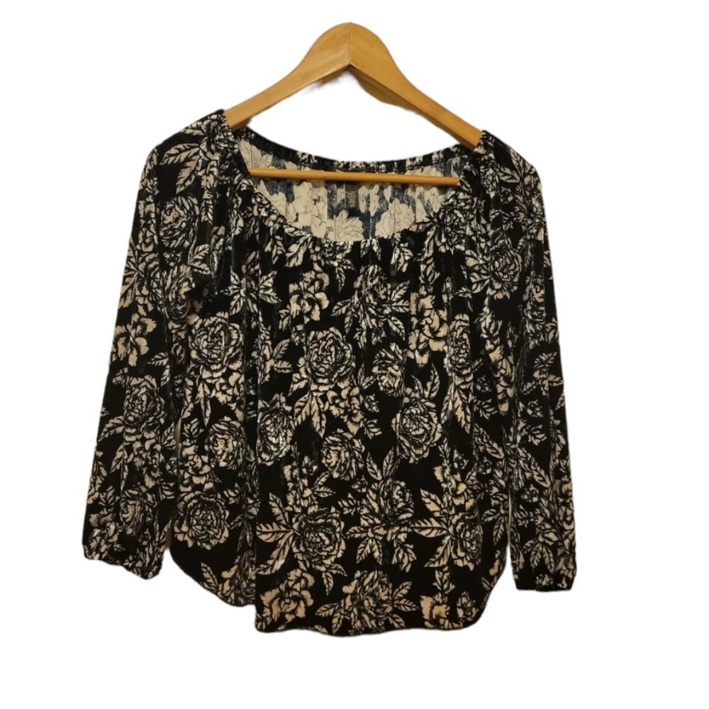 Billabong Mi Amore Floral Velvet Off Shoulder Top Bohemian Soft Girl Festival S